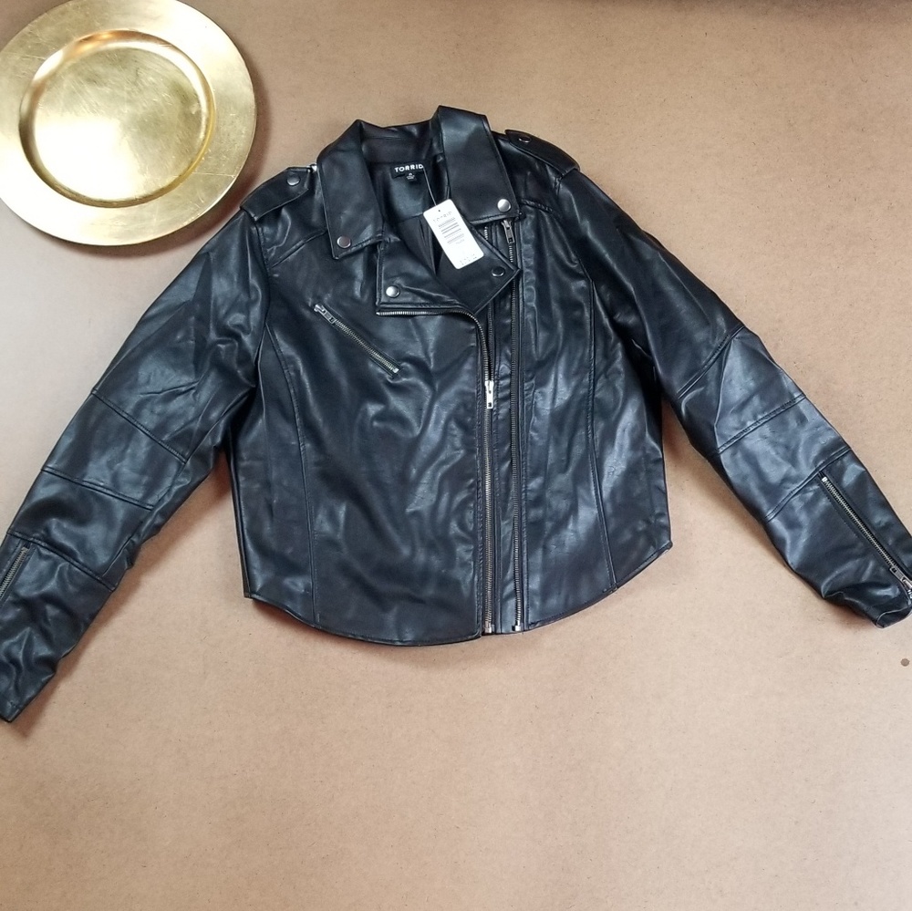 Torrid black Floral Motorcycle jacket Size 10